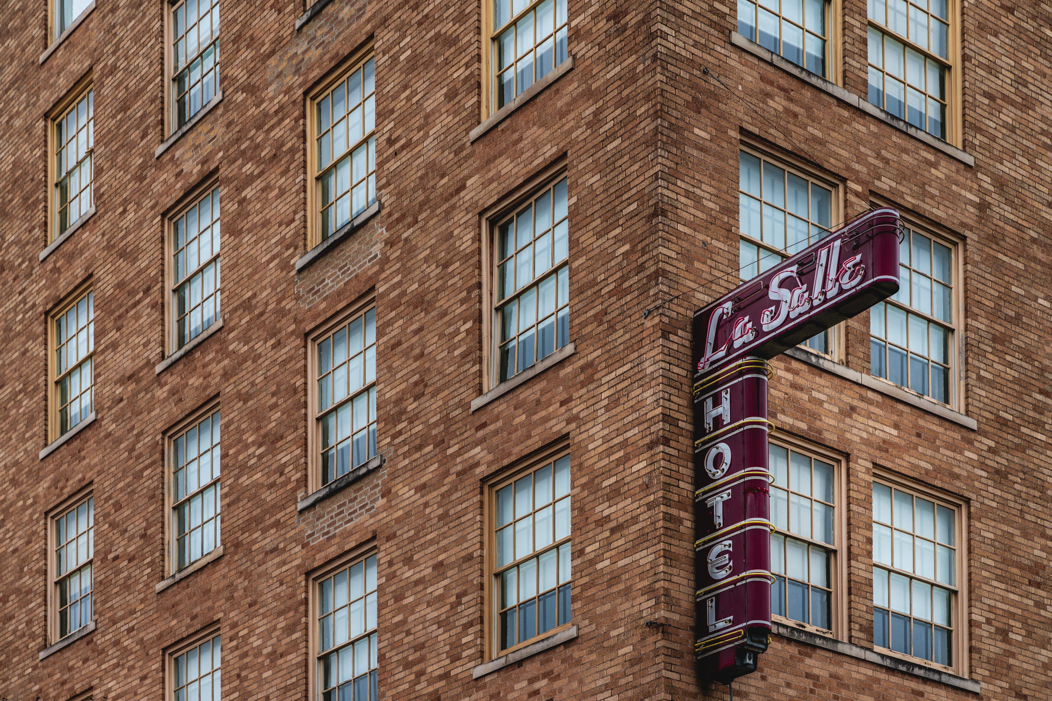 Architectural detail of the La Salle Hotel in Downtown Bryan, Texas.