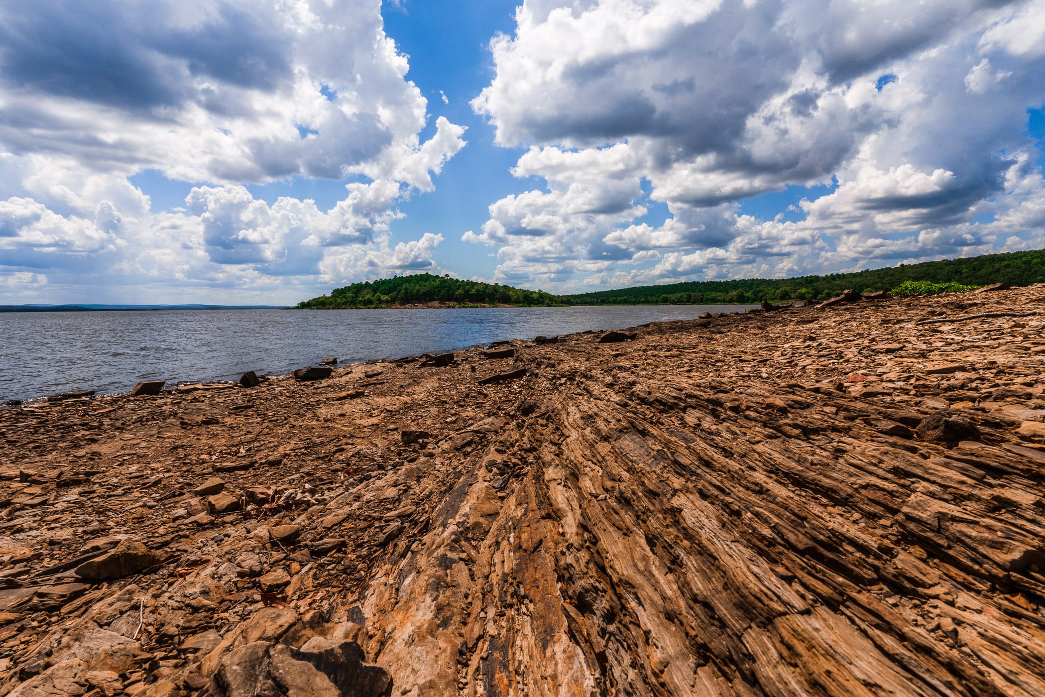 The rugged landscape of Oklahoma's Lake Wister State Park.