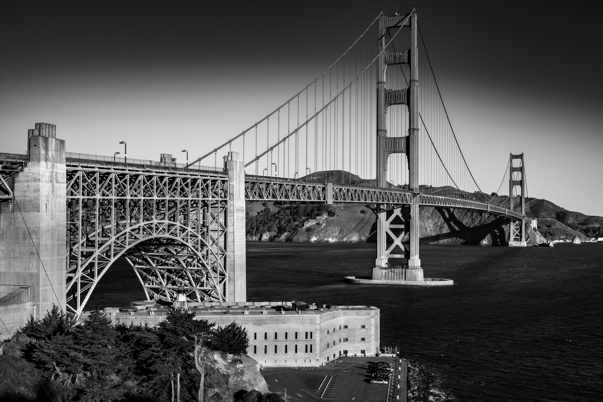 The Golden Gate Bridge spans its namesake cataract at the entrance to San Francisco Bay.