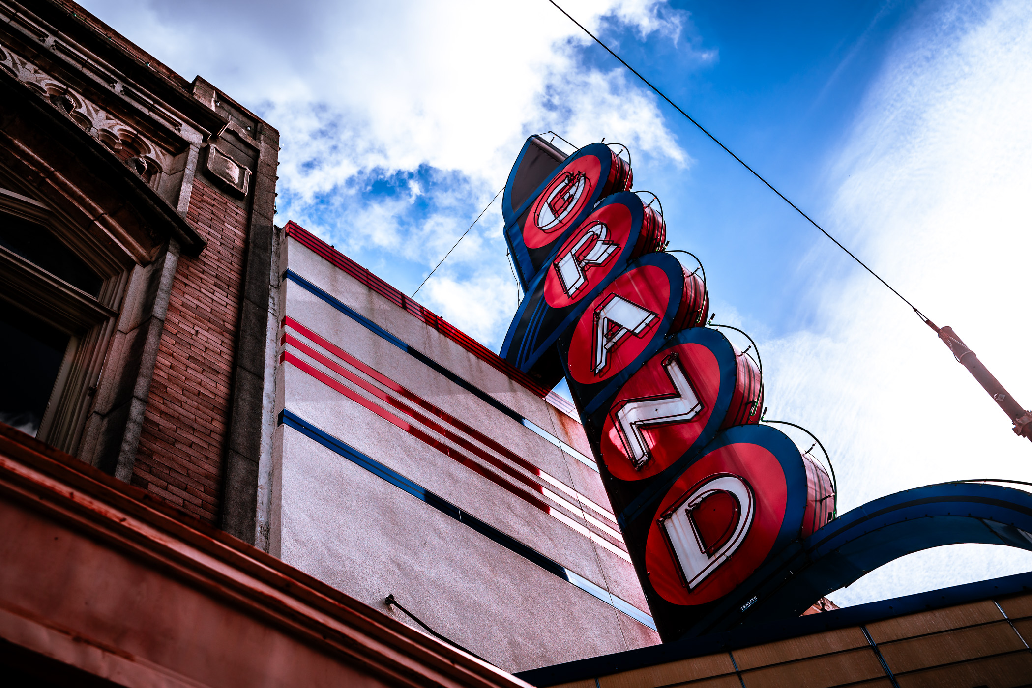 The sign of the 1937 Grand Theatre in Downtown Paris, Texas.