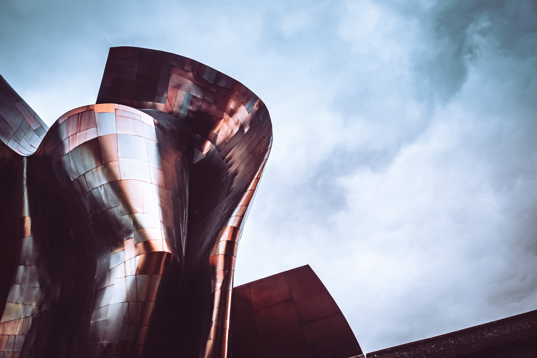 Architectural detail of Frank Gehry's Museum of Pop Culture, Seattle.