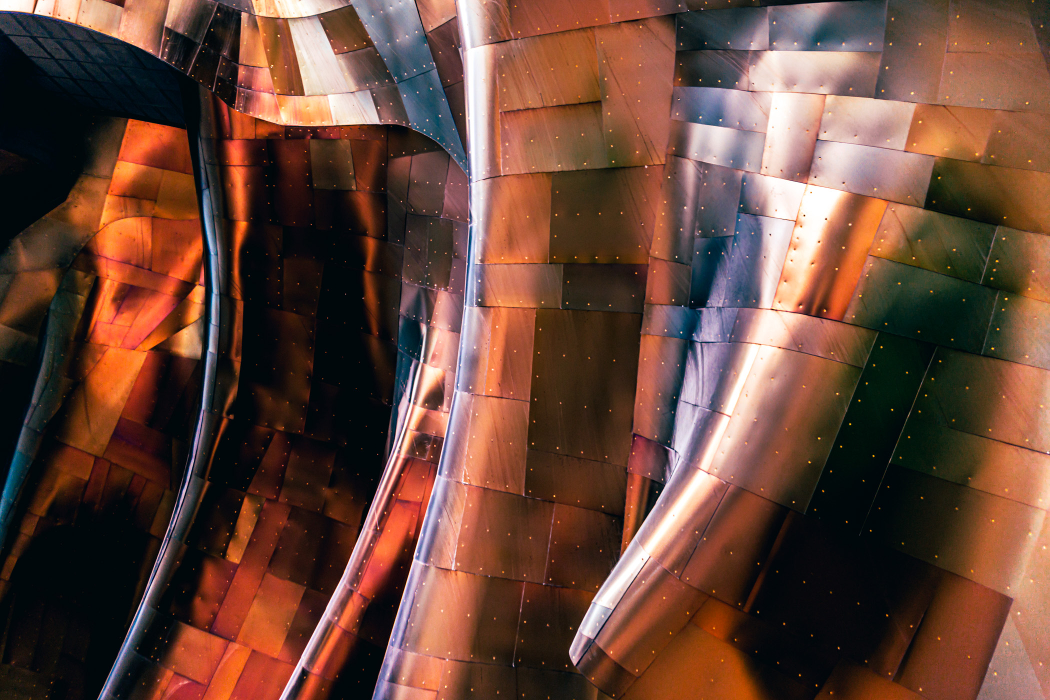 Abstract architectural detail of Frank Gehry's Museum of Pop Culture, Seattle.