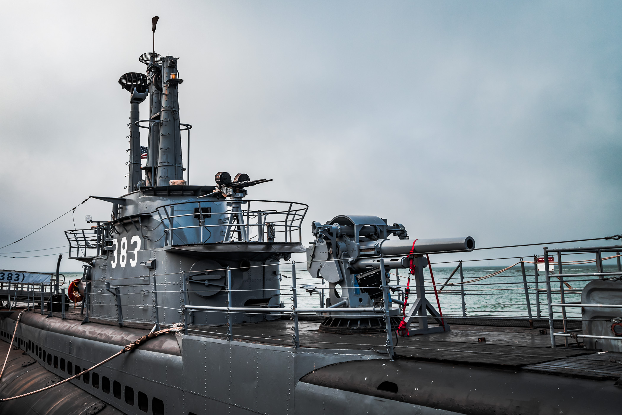 The gun deck of the World War II-era submarine USS Pampanito, now on display at San Francisco’s Fisherman’s Wharf.