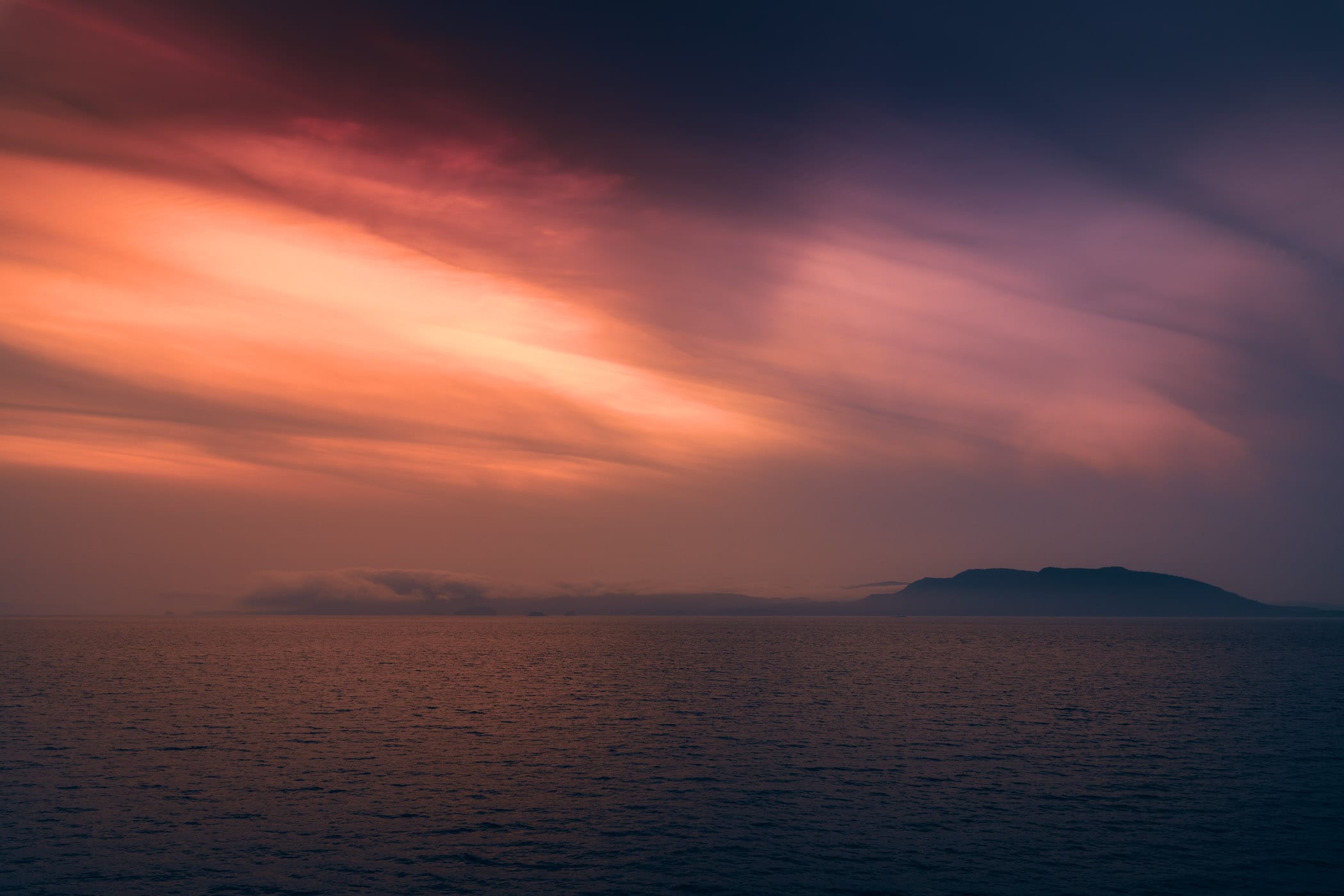 The sun sets on the Tongass Narrows near Ketchikan, Alaska.