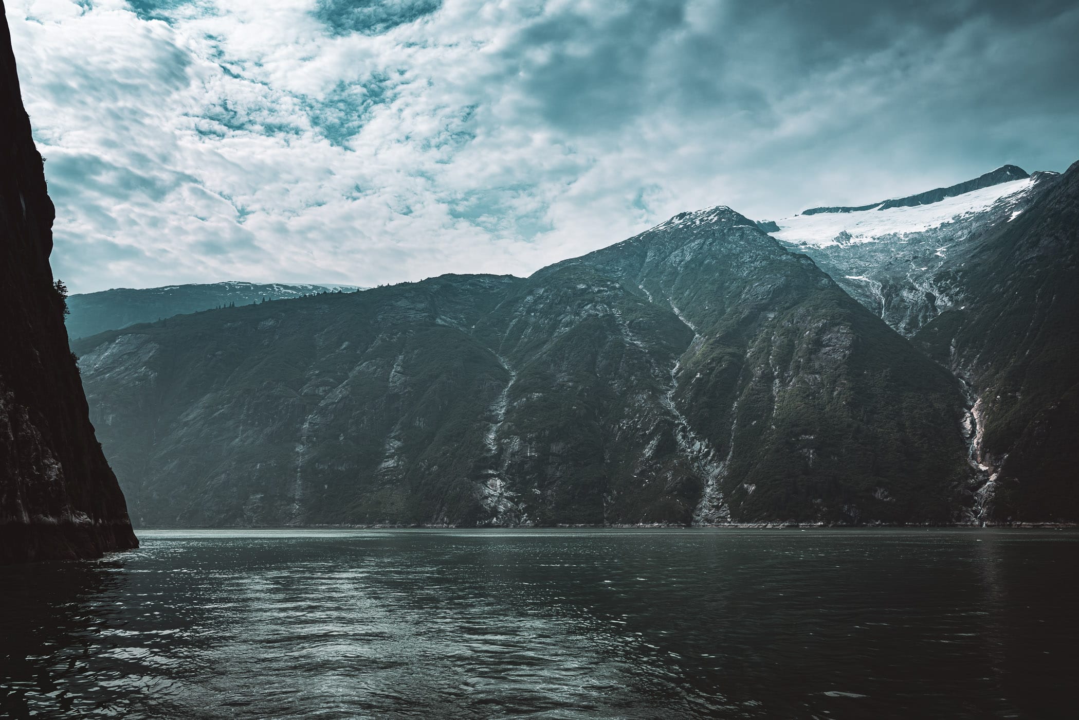 Mountains along the shore of Alaska's Tracy Arm Fjord.