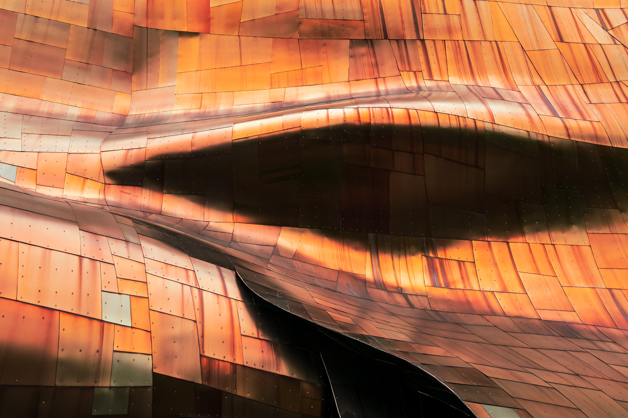 An abstract detail of architect Frank Gehry's Museum of Pop Culture, Seattle.