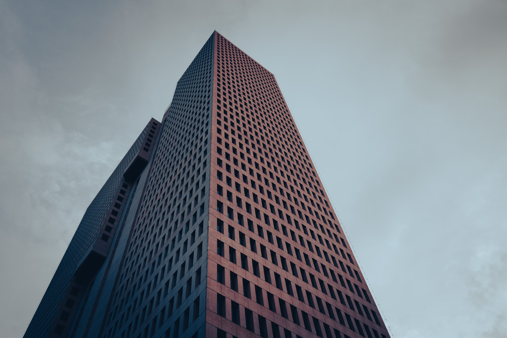 Downtown Fort Worth, Texas' Burnett Plaza scrapes the North Texas sky.