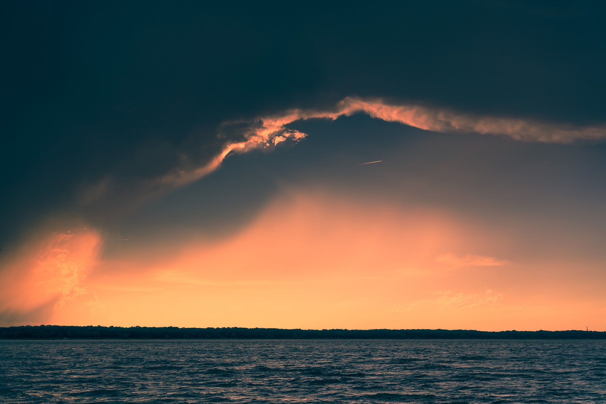 The sun sets on the Big Mineral Arm of Lake Texoma at the Hagerman National Wildlife Refuge, Texas.