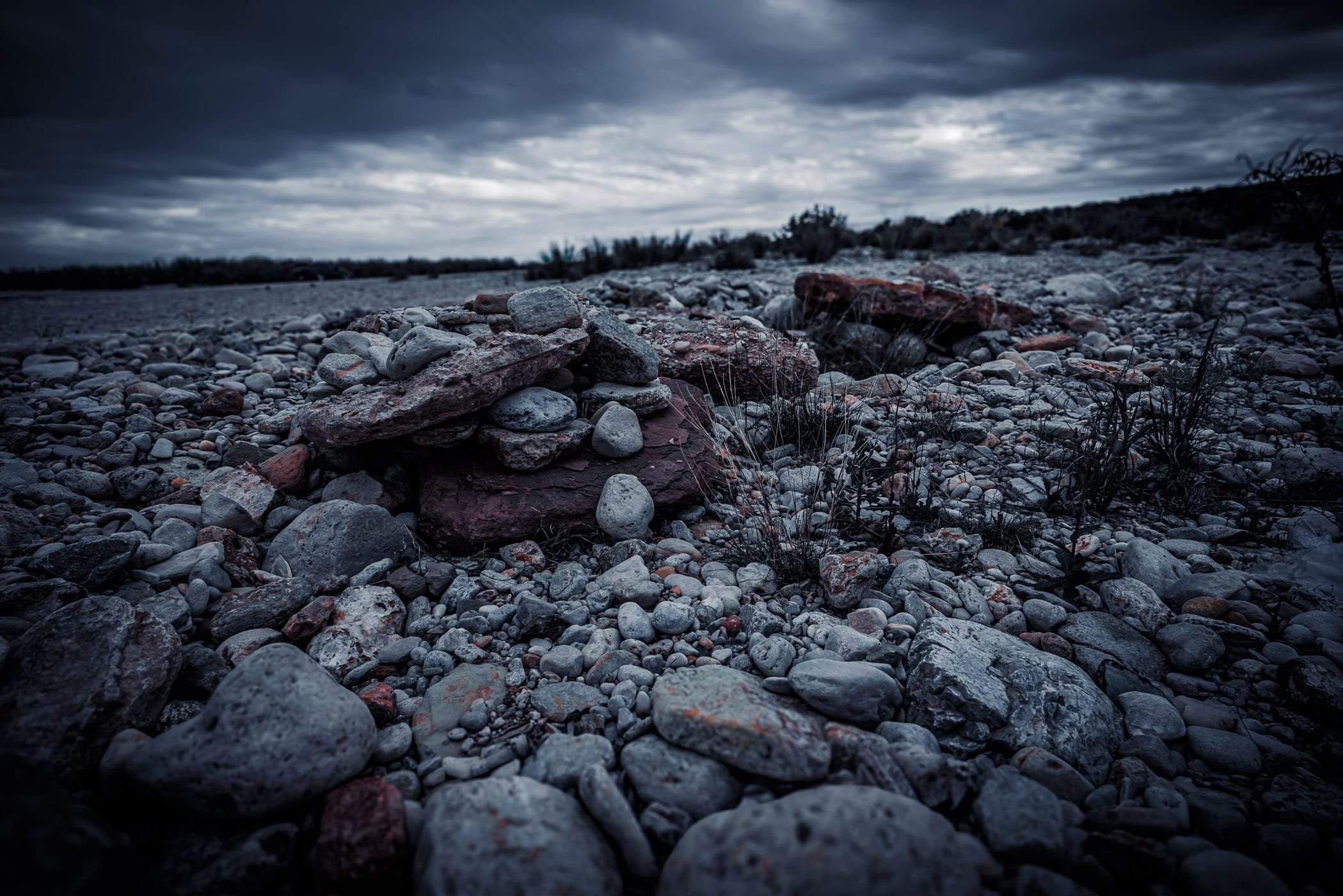 The rocky riverbed at the confluence of the Llano River and James River near Mason, Texas.