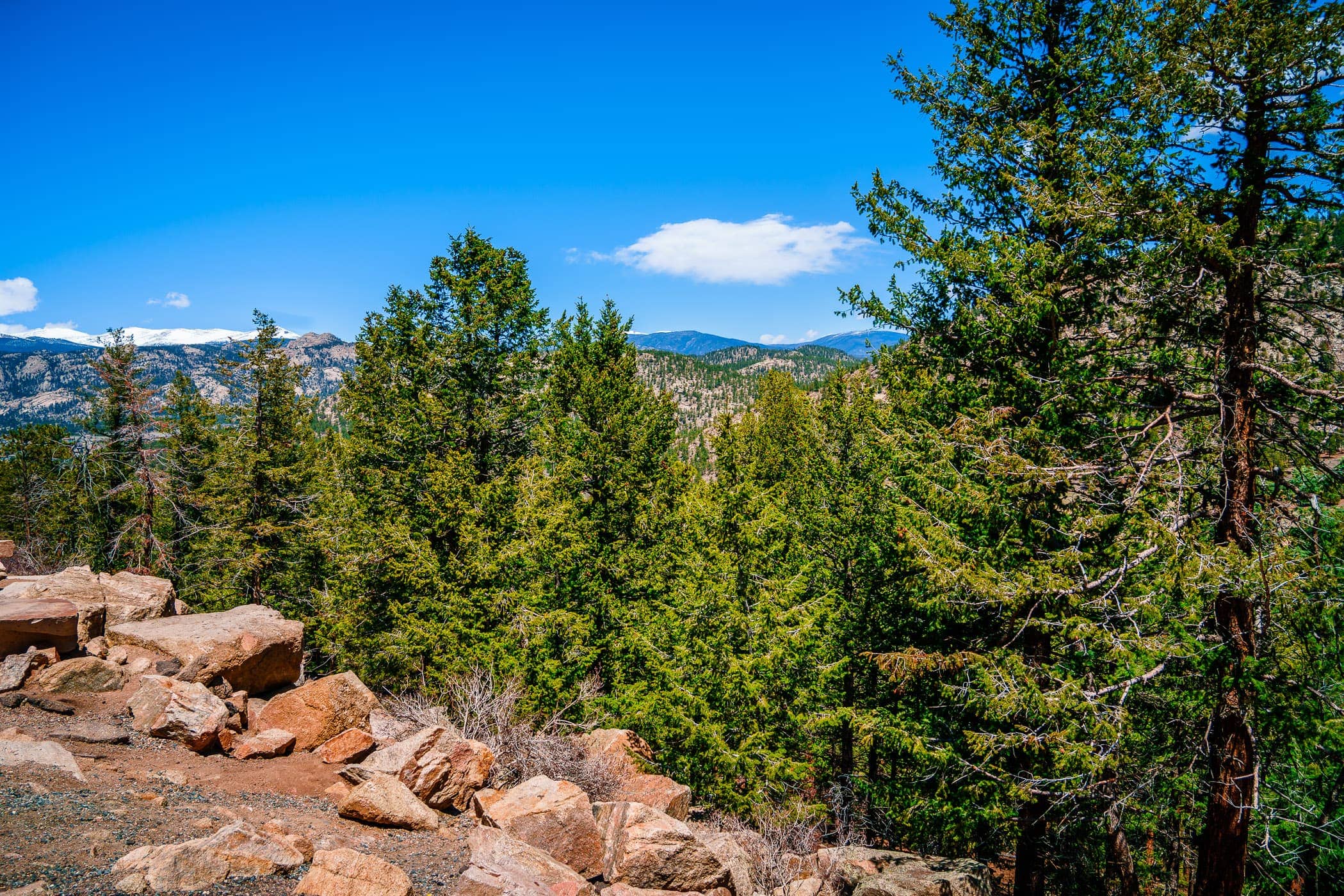 A view of the Rocky Mountains from an overlook near Estes Park, Colorado.