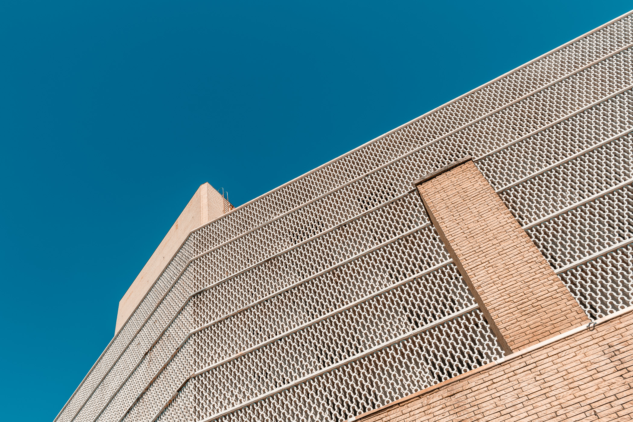 Abstract architectural detail of Dallas' historic abandoned Cabana Motor Hotel.