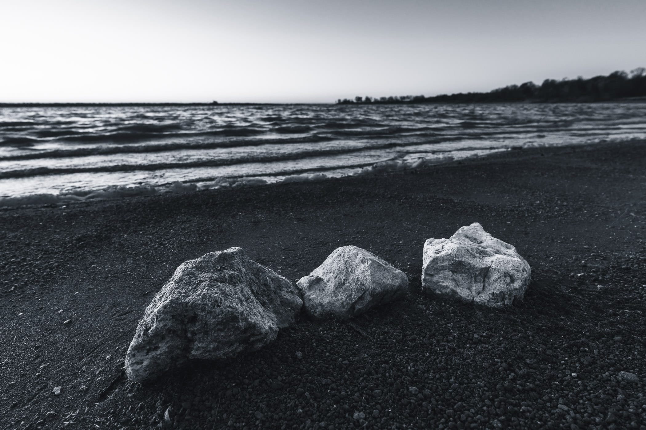 Rocks on the shore of North Texas' Lake Lavon.