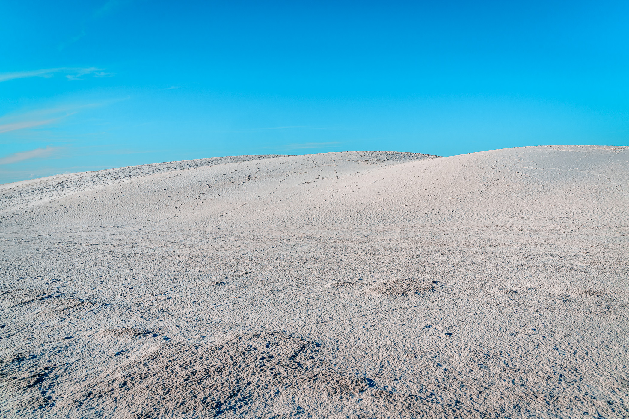 The desolate, endless expanse of sand dunes at New Mexico's White Sands National Park.