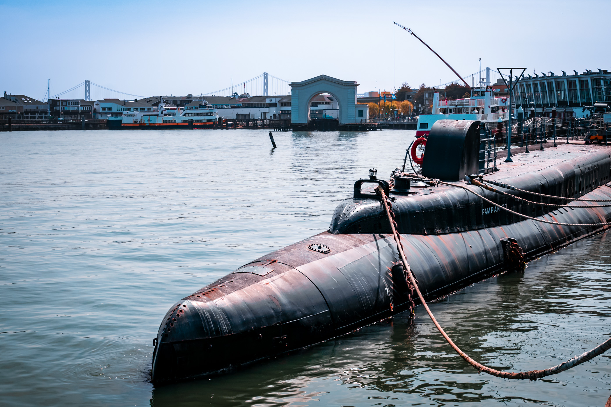 The World War II-era submarine USS Pampanito, now on display at San Francisco’s Fisherman’s Wharf.