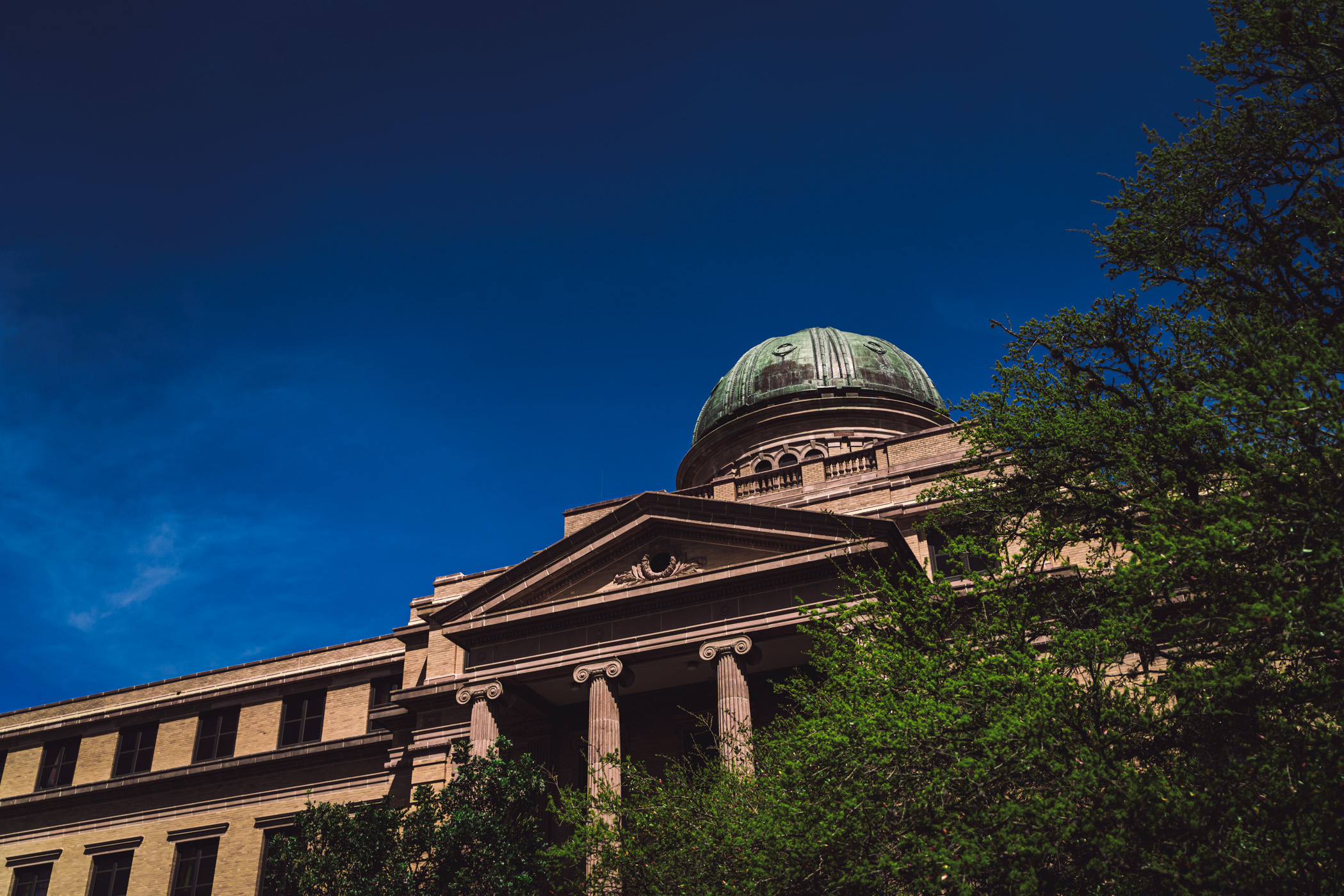 The classic architecture of Texas A&M University's Academic Building.