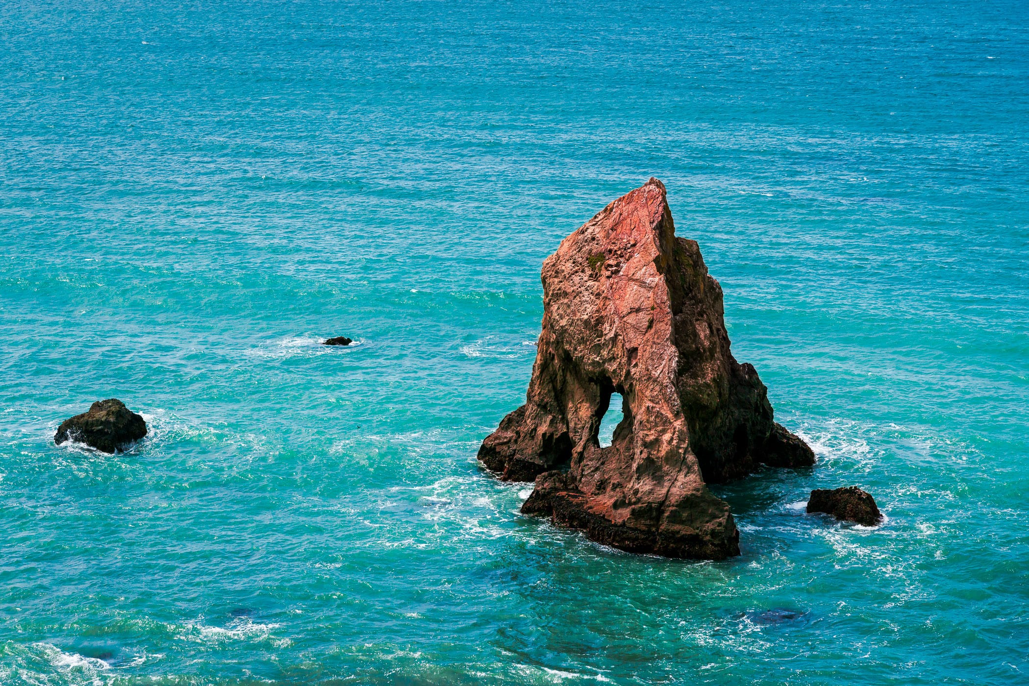 A sea stack spotted at Hardy Creek Beach near Westport, California.