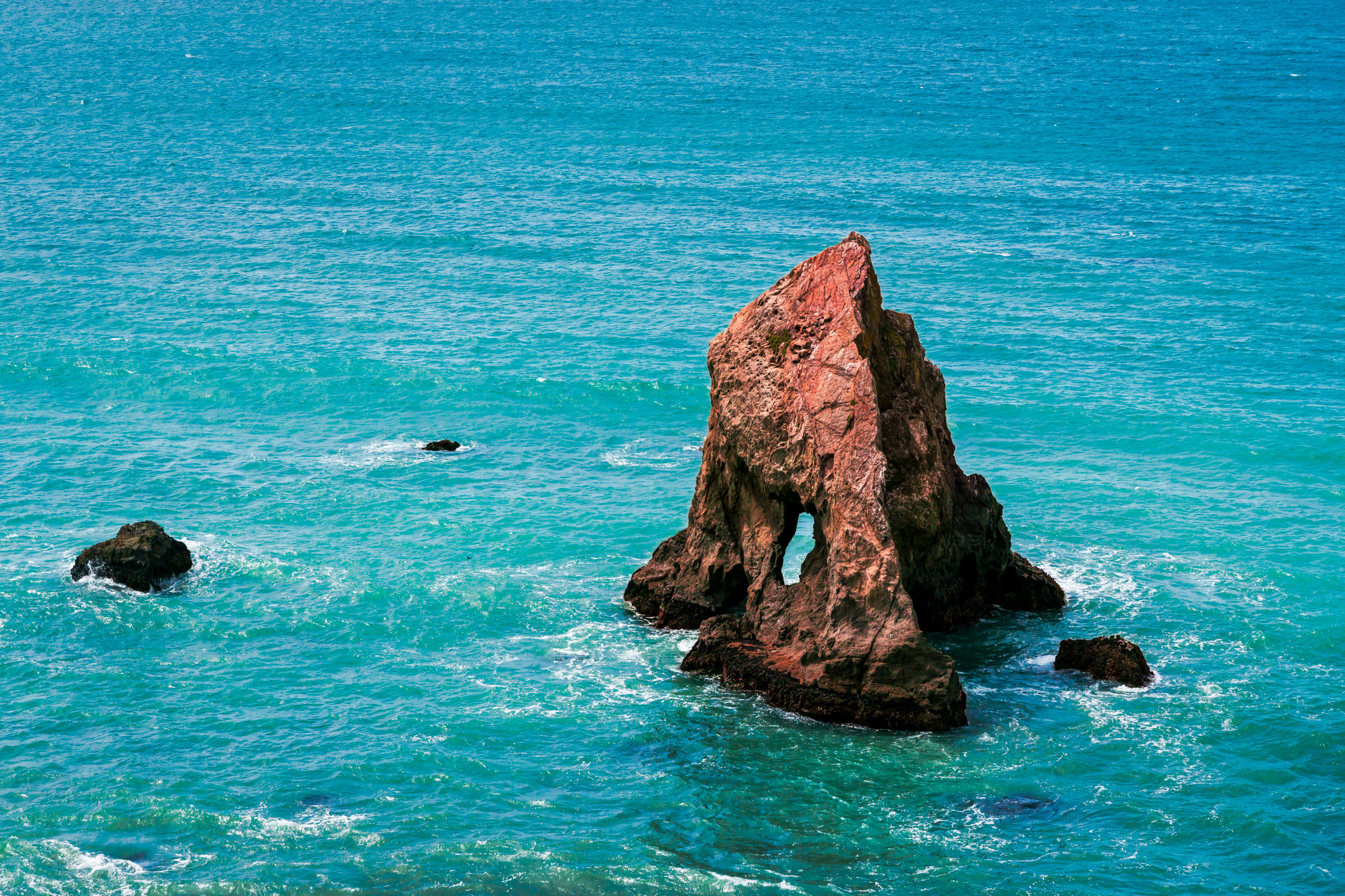 A sea stack spotted at Hardy Creek Beach near Westport, California.