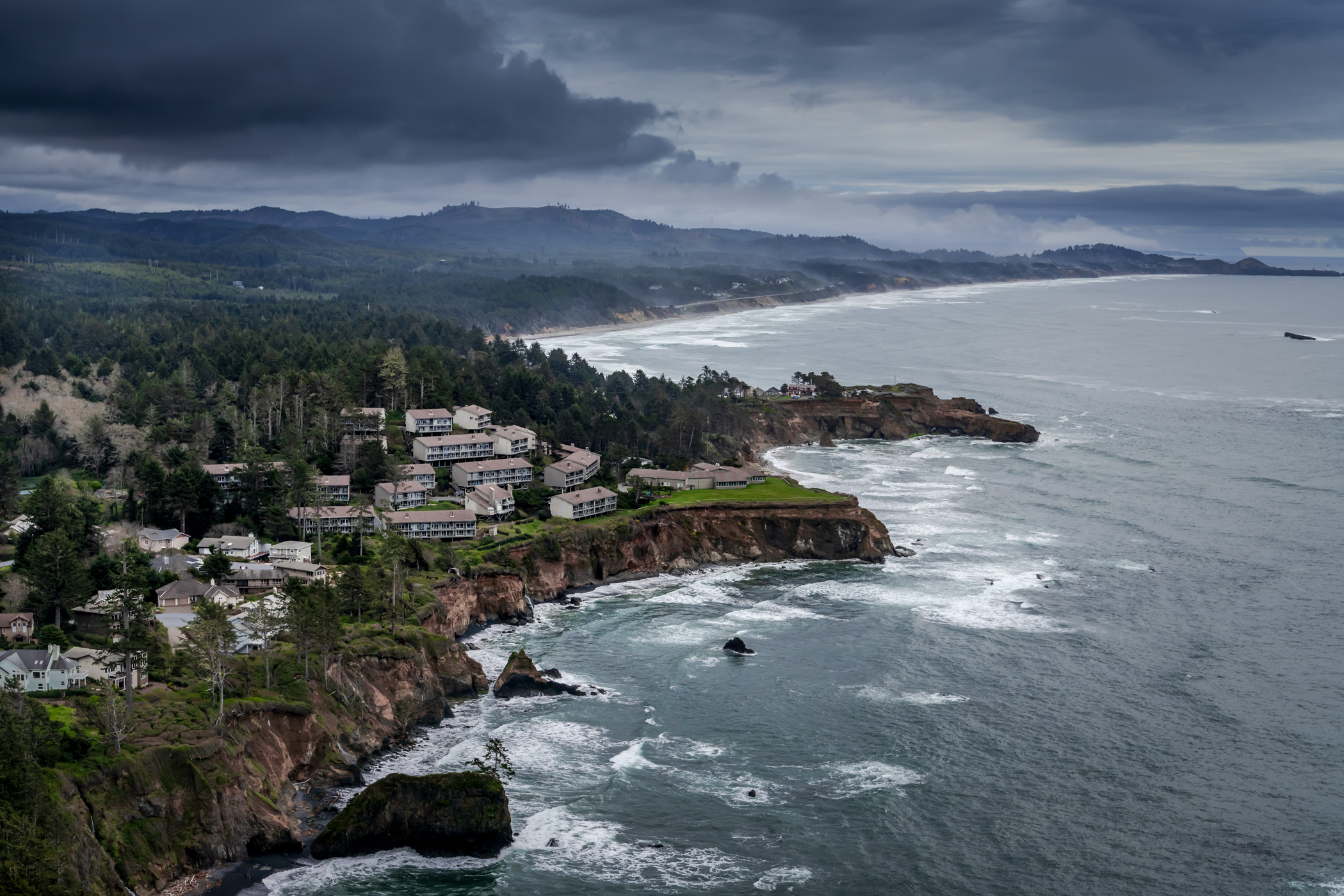 The Inn at Otter Crest as seen from the nearby Otter Crest State Scenic Viewpoint in Otter Rock, Oregon.