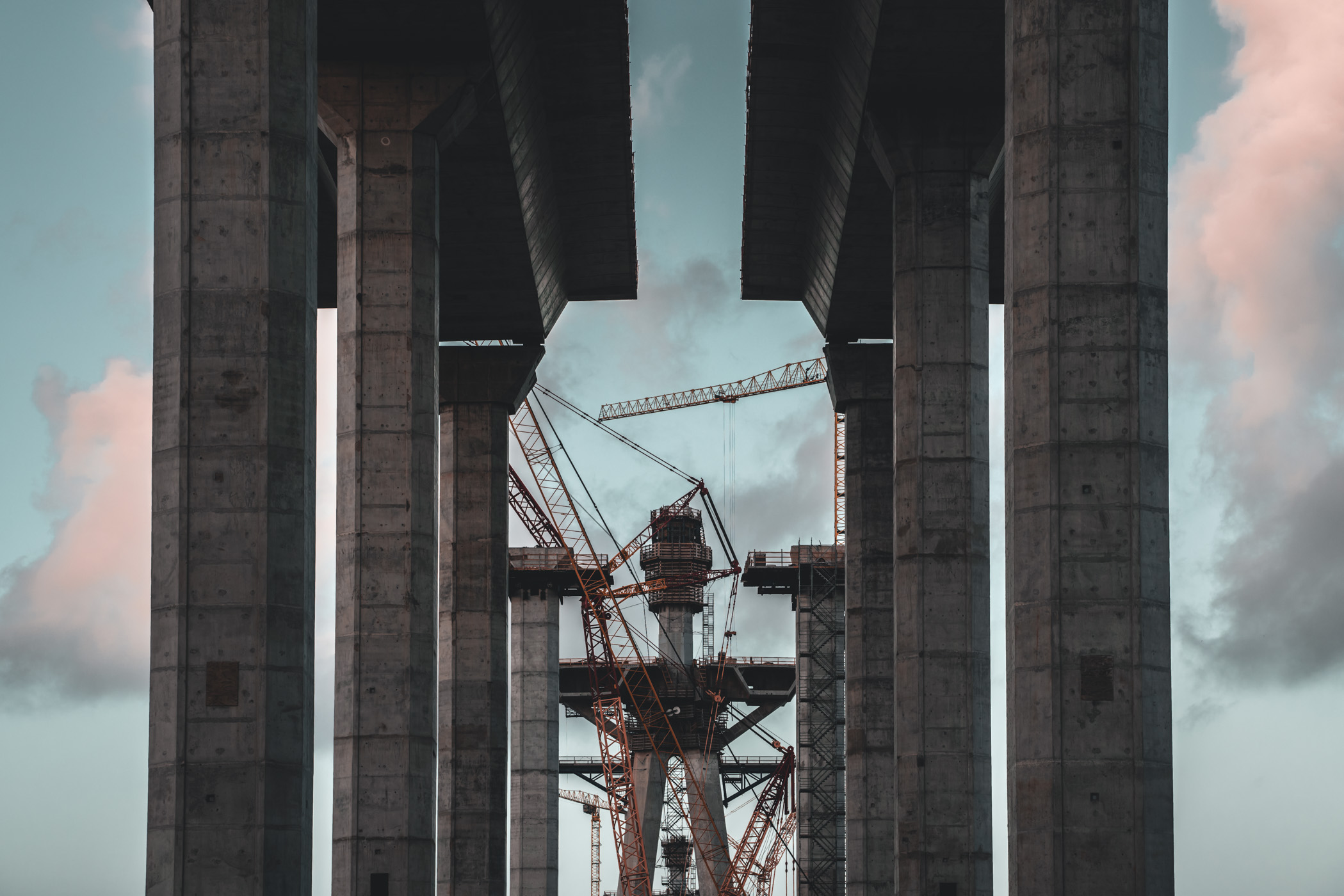 Construction on the New Harbor Bridge, Corpus Christi, Texas.