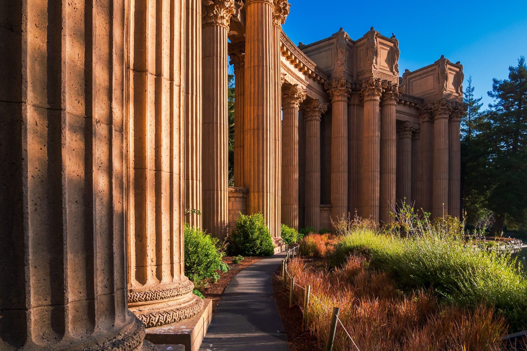 The ornate columns of San Francisco's Palace of Fine Arts.