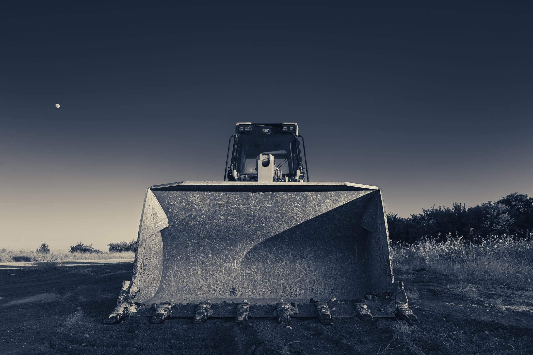 A front-end loader at a construction site near Celina, Texas.