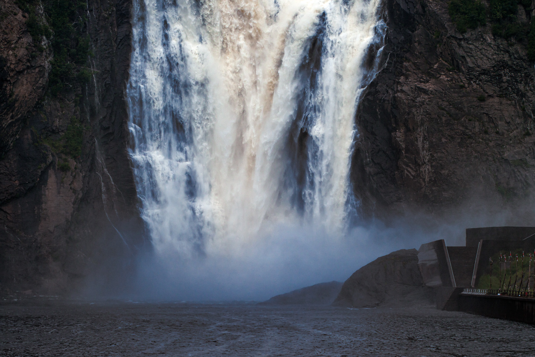 The base of Montmorency Falls, just outside of Québec City, Canada.