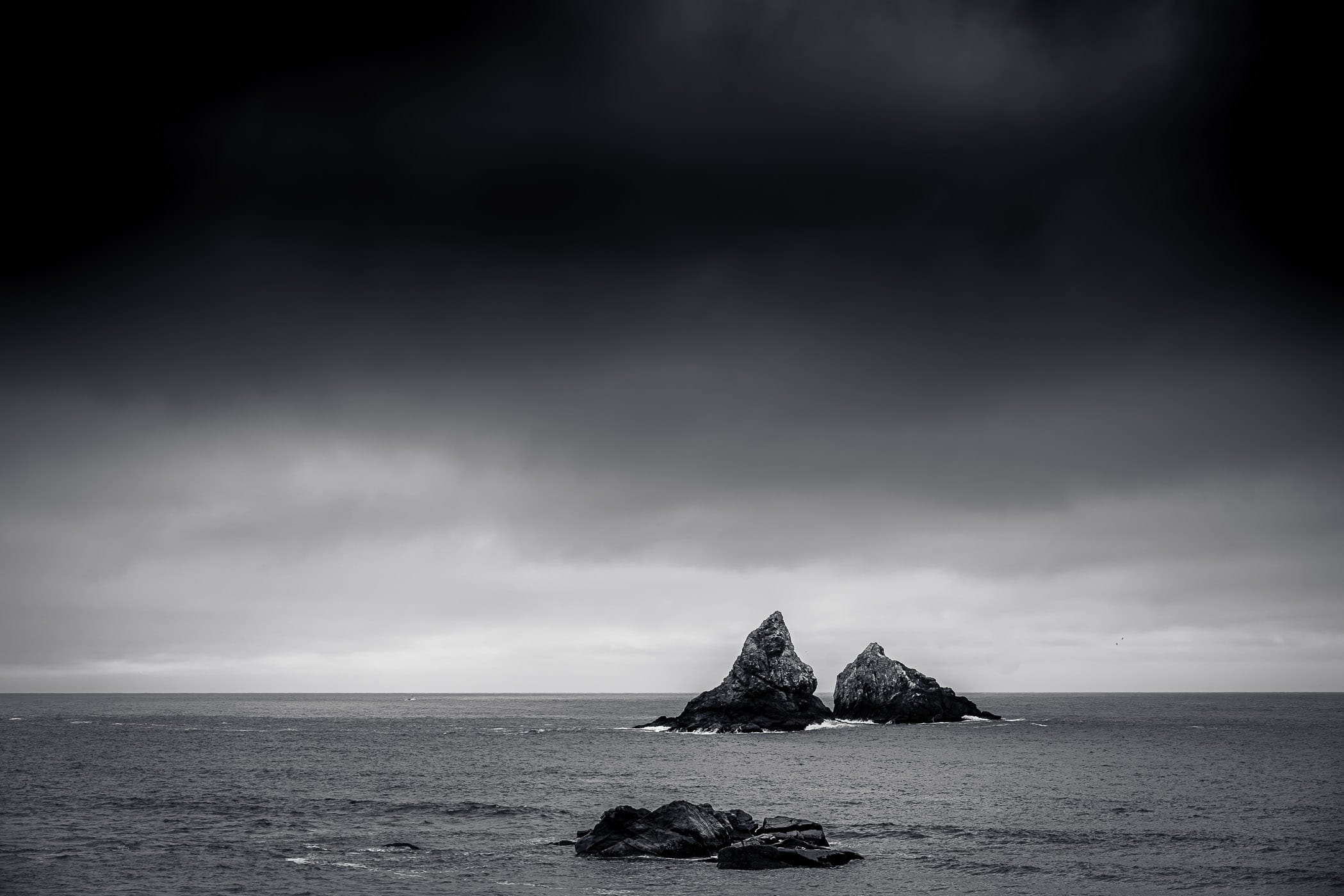 The Twin Rocks sea stack as seen from Lone Ranch Beach near Brookings, Oregon.
