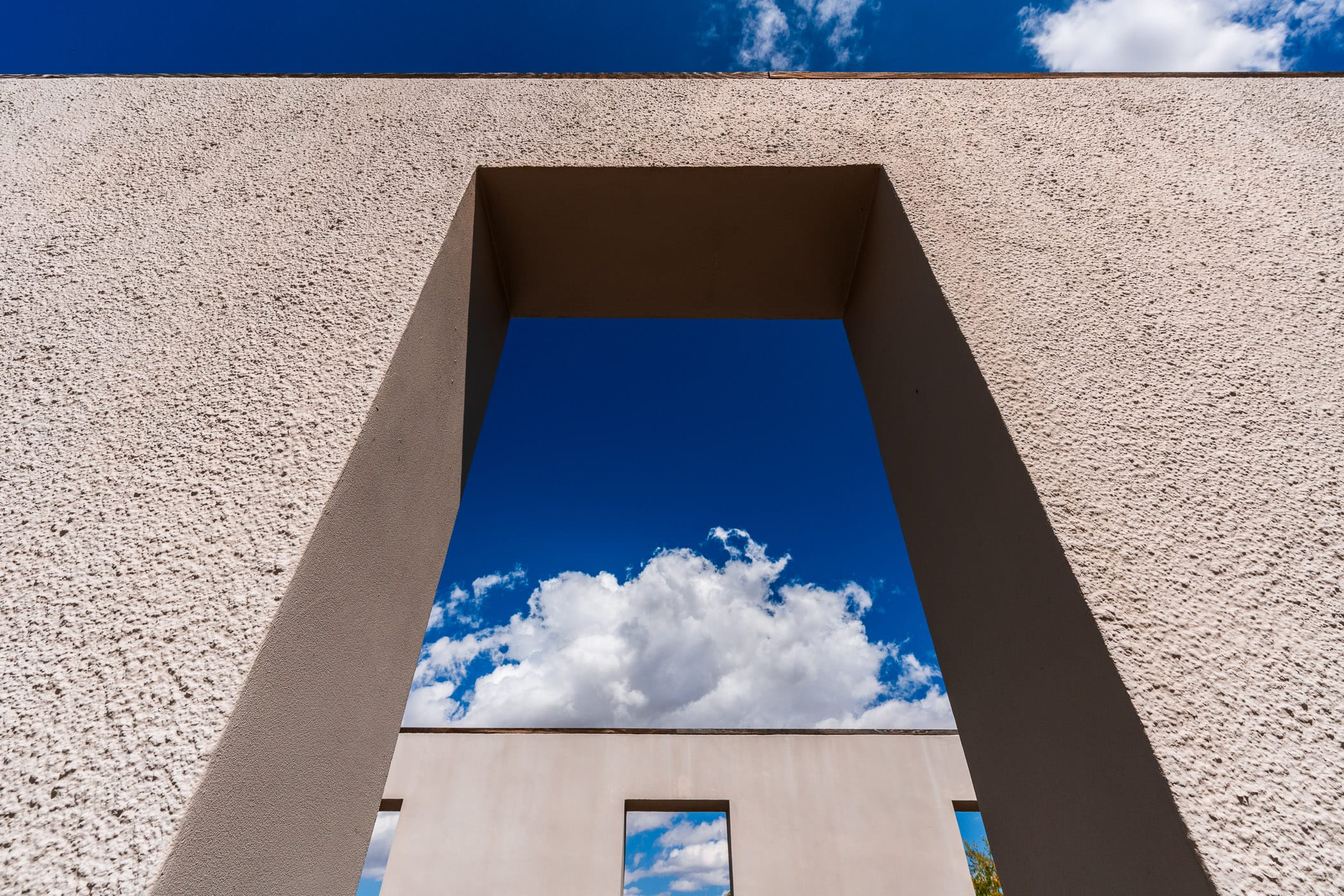 Detail of sculptor Robert Irwin's large-scale "untitled (dawn to dusk)" on the grounds of the Chinati Foundation, Marfa, Texas.