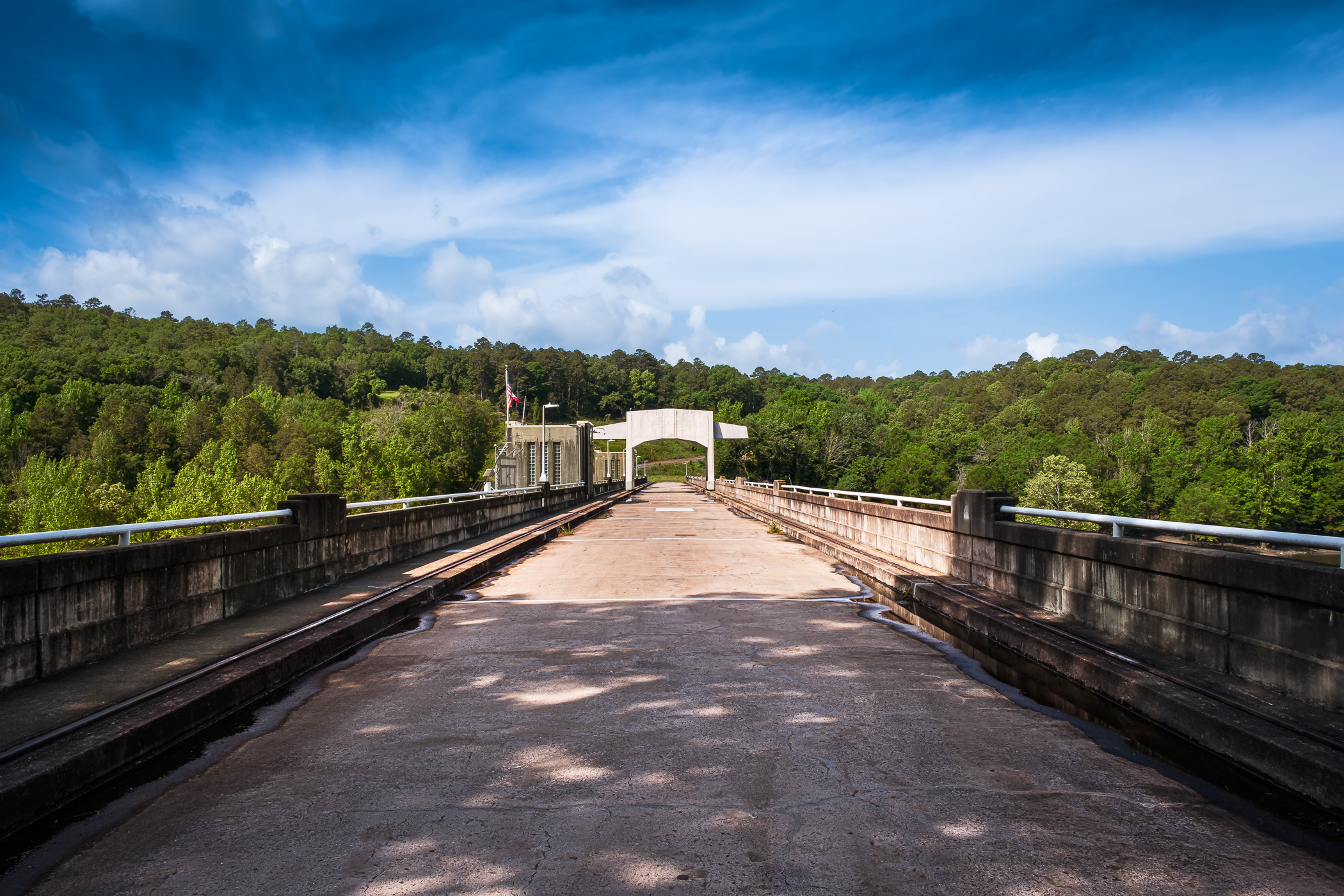Nimrod Dam impounds the Fourche LaFave River to create Nimrod Lake in Western Arkansas.