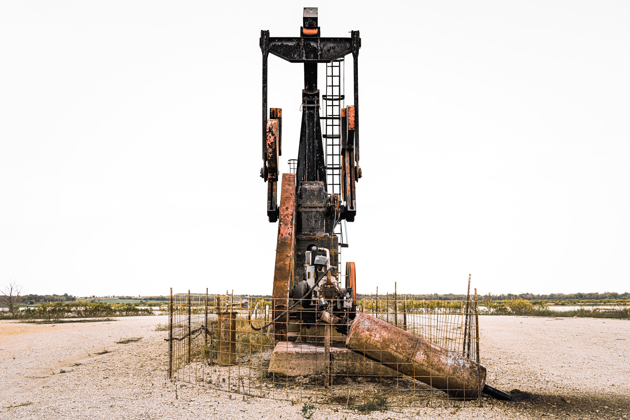 An oilfield pumpjack at North Texas' Hagerman National Wildlife Refuge.