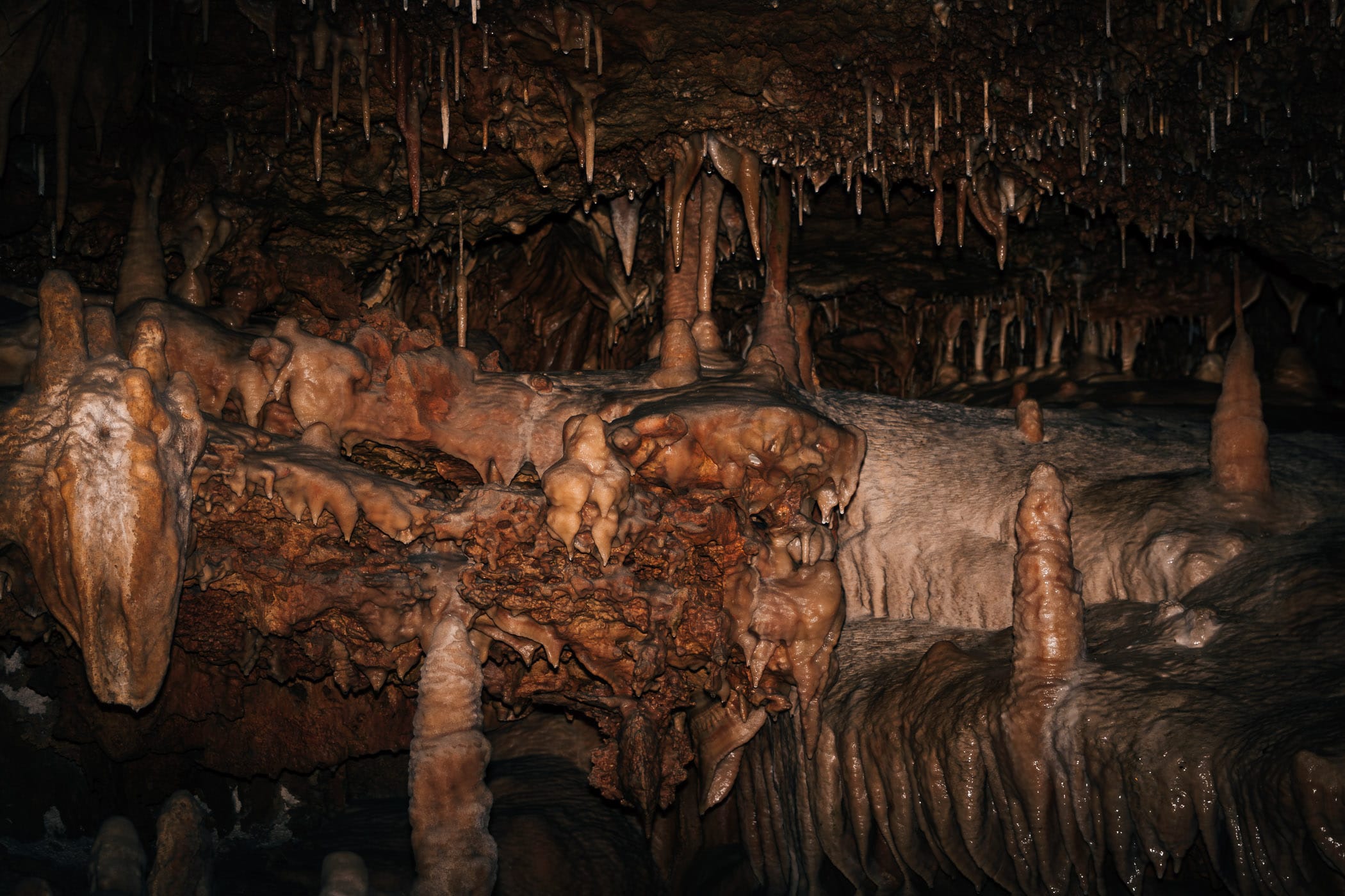 Rock formations at Texas' Inner Space Cavern evoke the fantastical art of H.R. Giger.