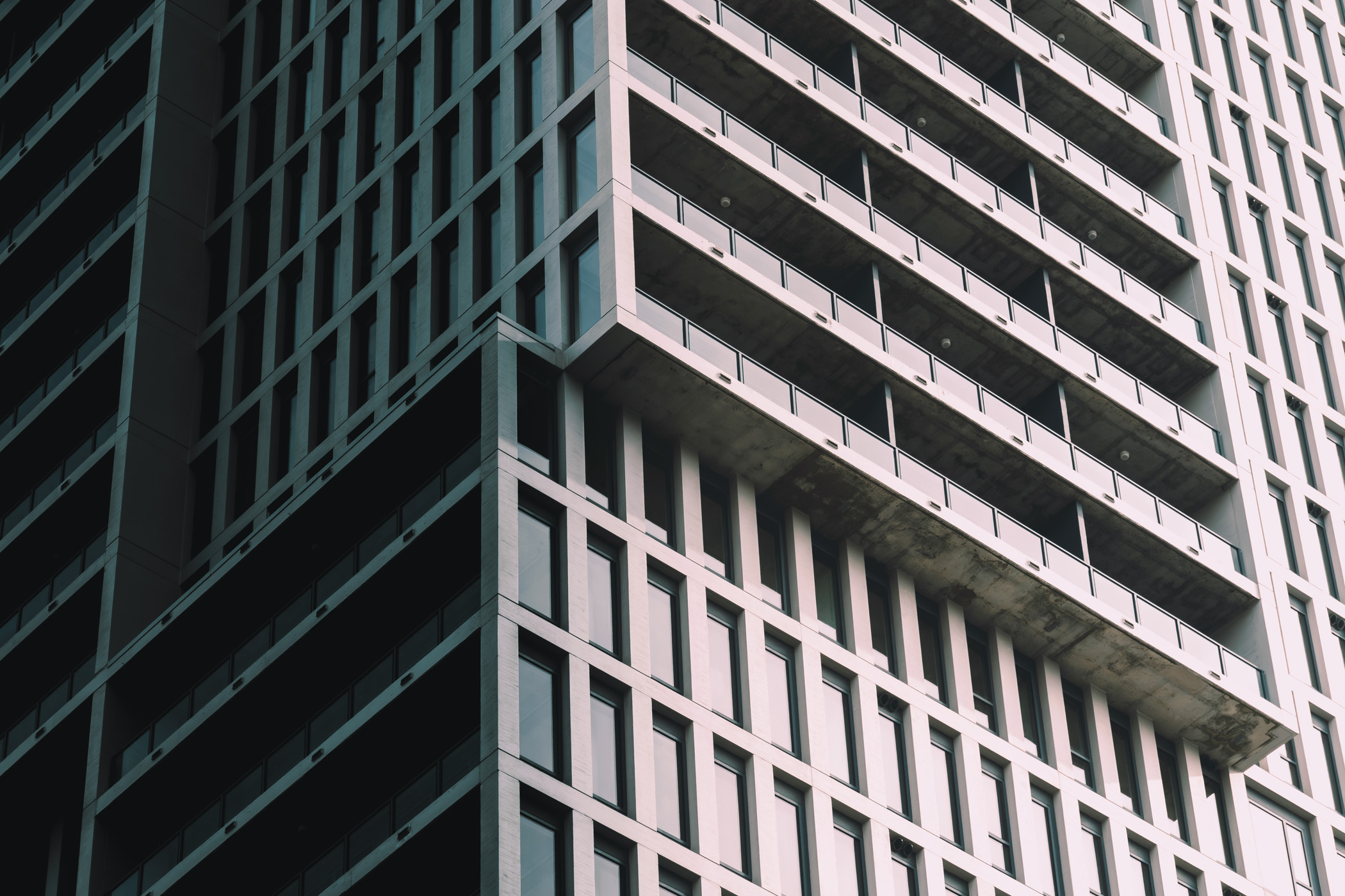 An abstract view of the Dallas Urby apartments tower in Dallas' Design District.