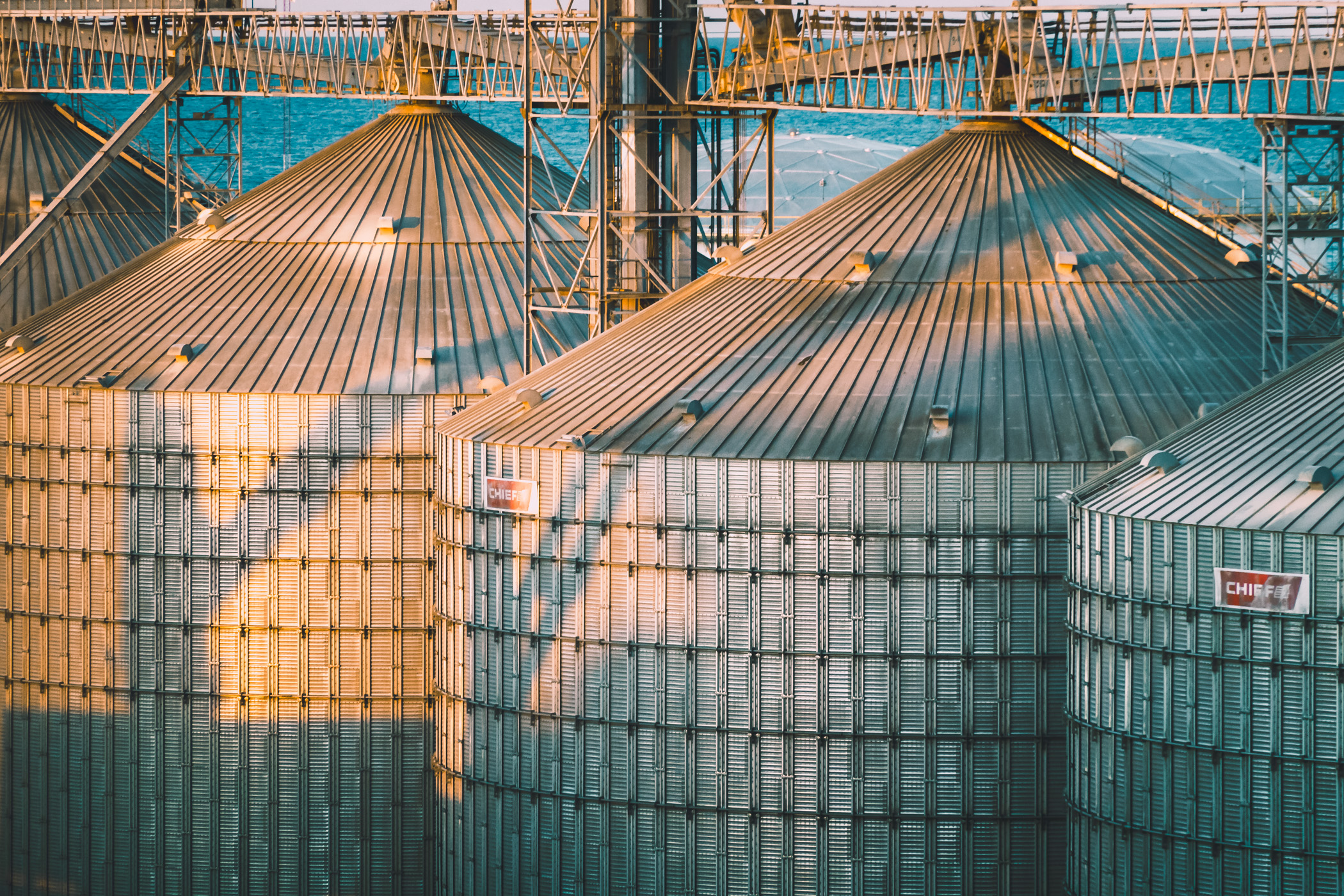 Silos on the Terminal Remota at the Puerto de Progreso, Mexico.