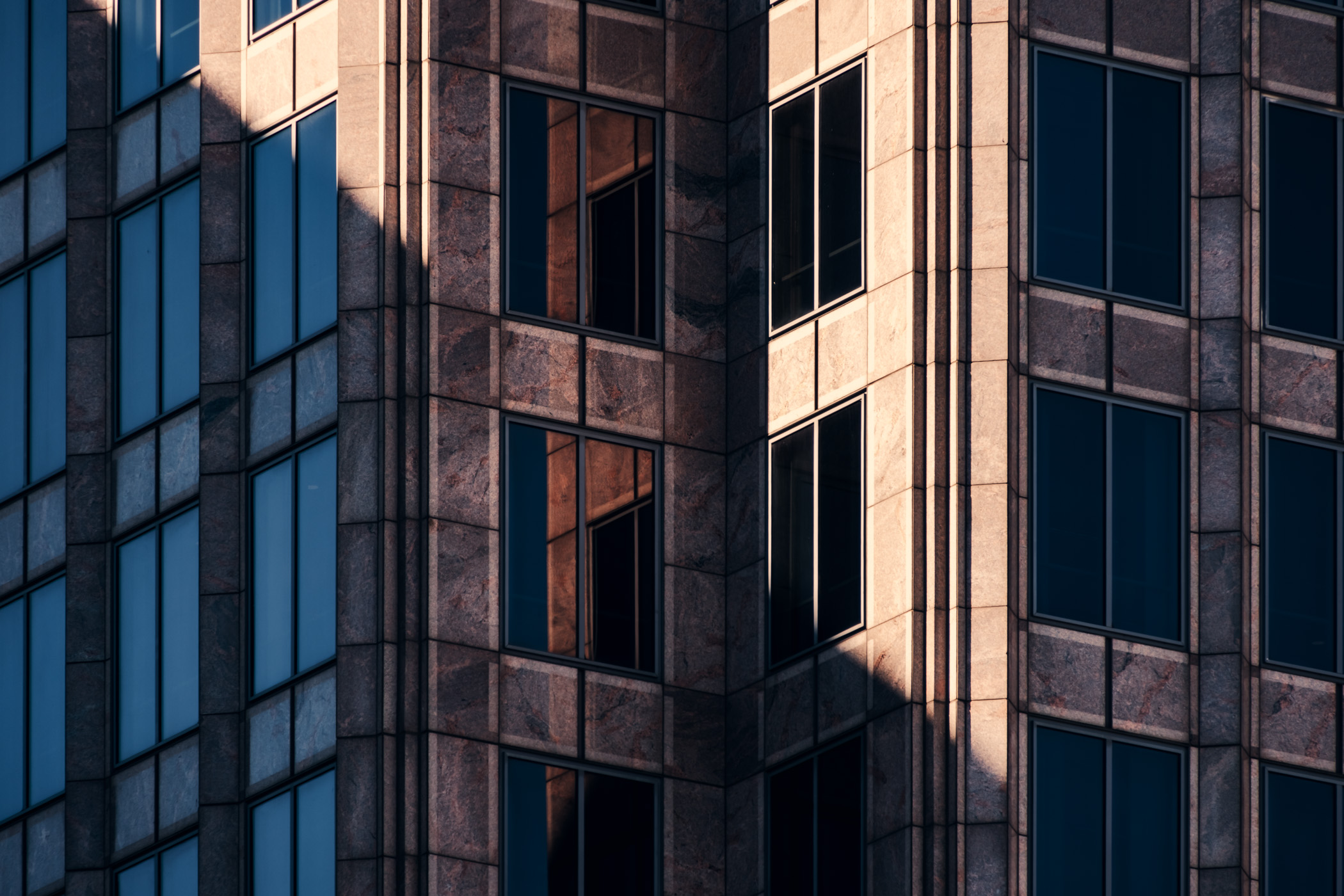 Architectural detail of Downtown Dallas' Dallas Arts Tower (formerly Chase Tower).