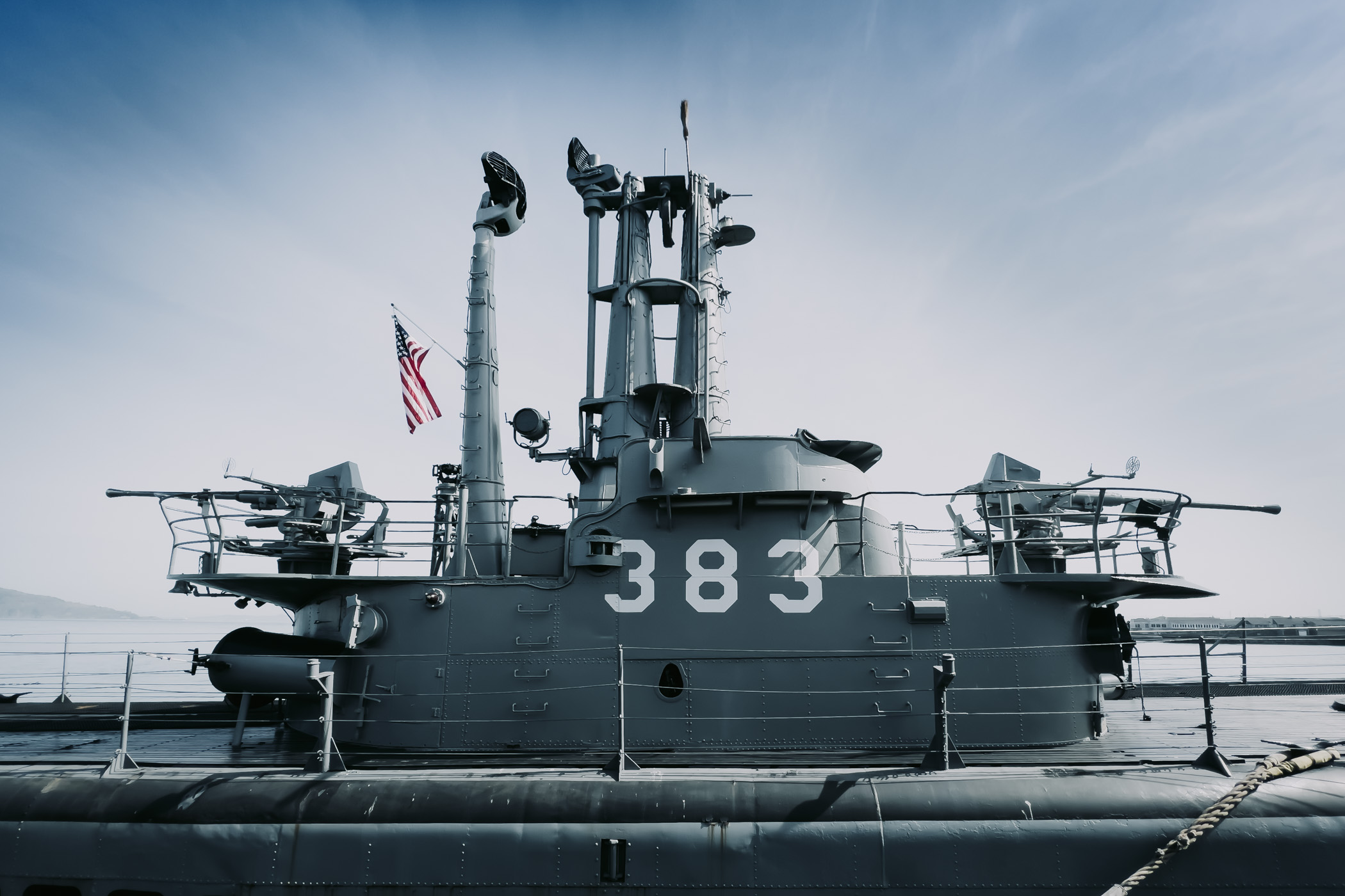 The conning tower of the World War II-era Balao-class submarine USS Pampanito, now a museum ship in San Francisco.