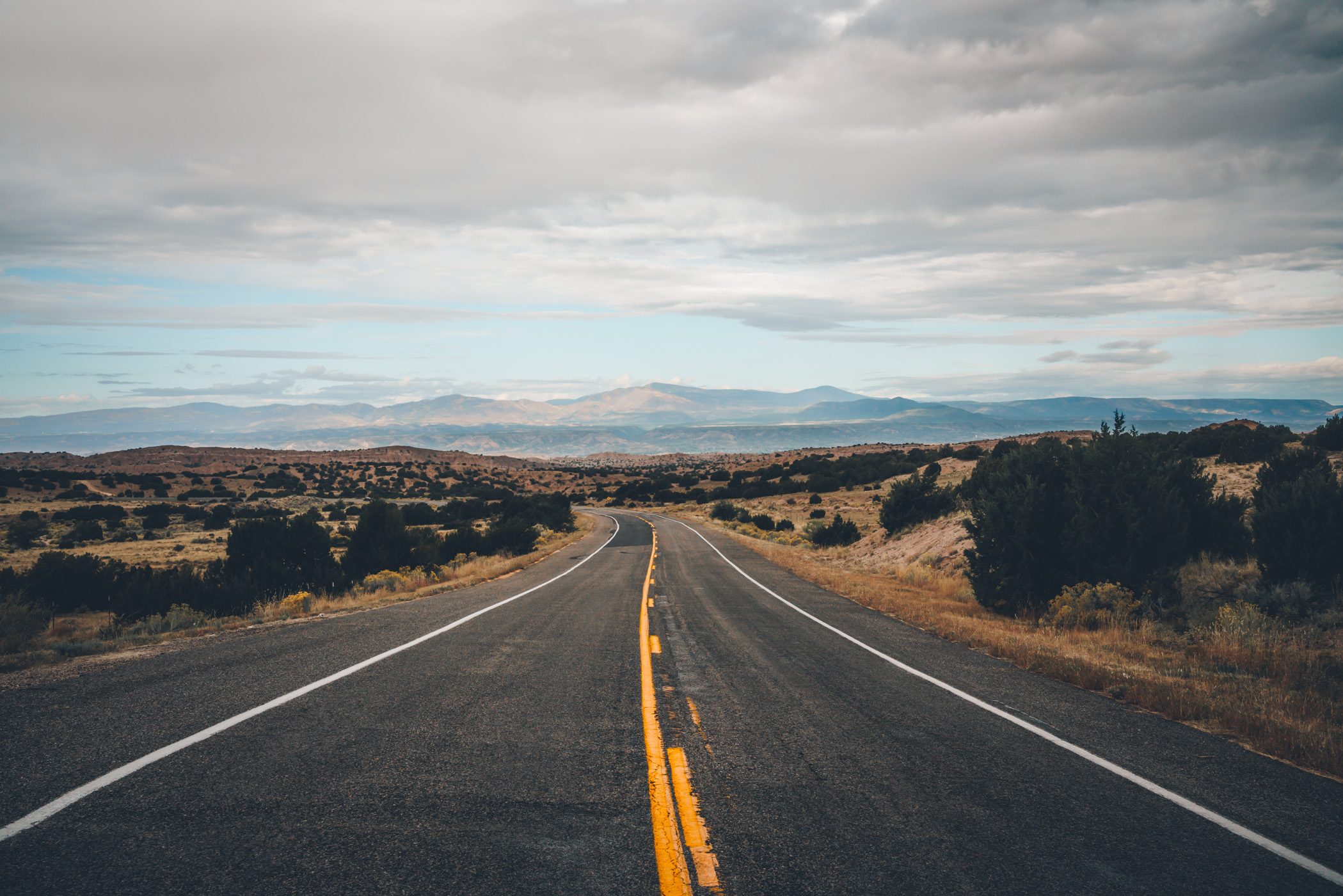 New Mexico State Highway 503 winds through the desert south of Chimayó.