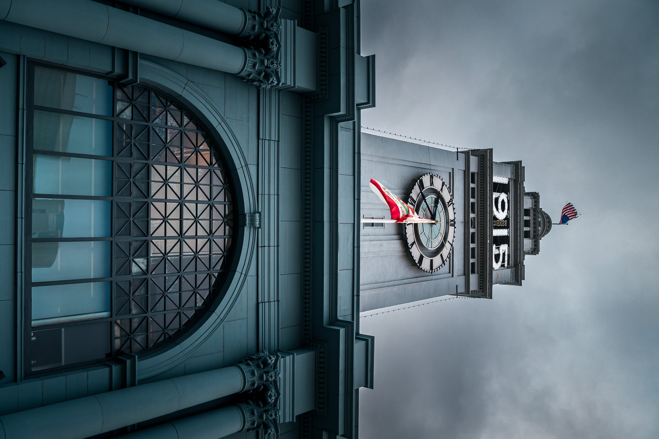 Architectural detail of San Francisco's historic Ferry Building.