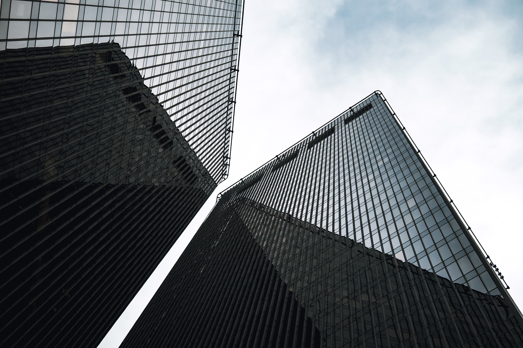 The towers of Downtown Houston's Pennzoil Place, designed by architect Philip Johnson.