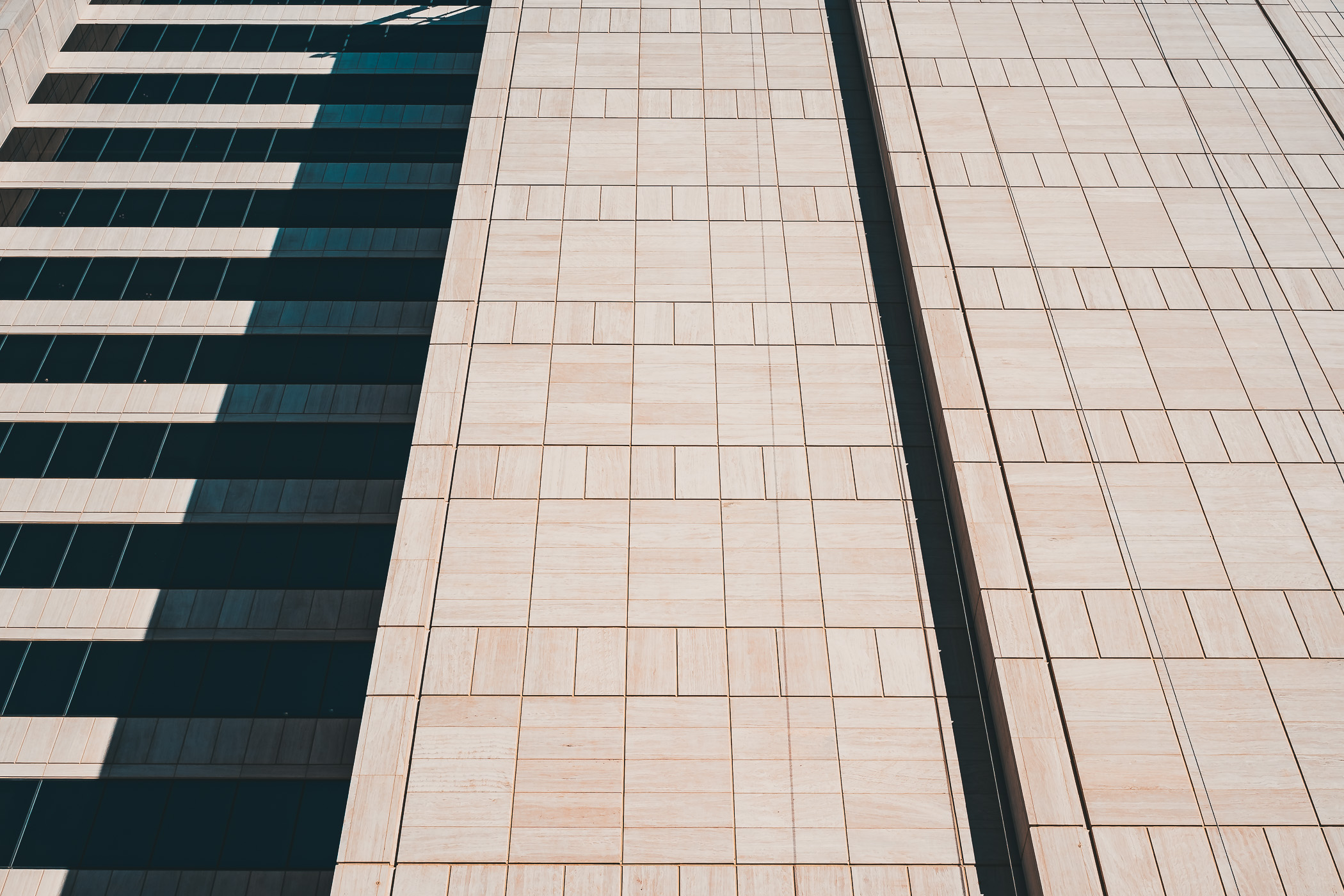 Abstract architectural detail of Downtown Dallas' Whitacre Tower—the headquarters of AT&T.
