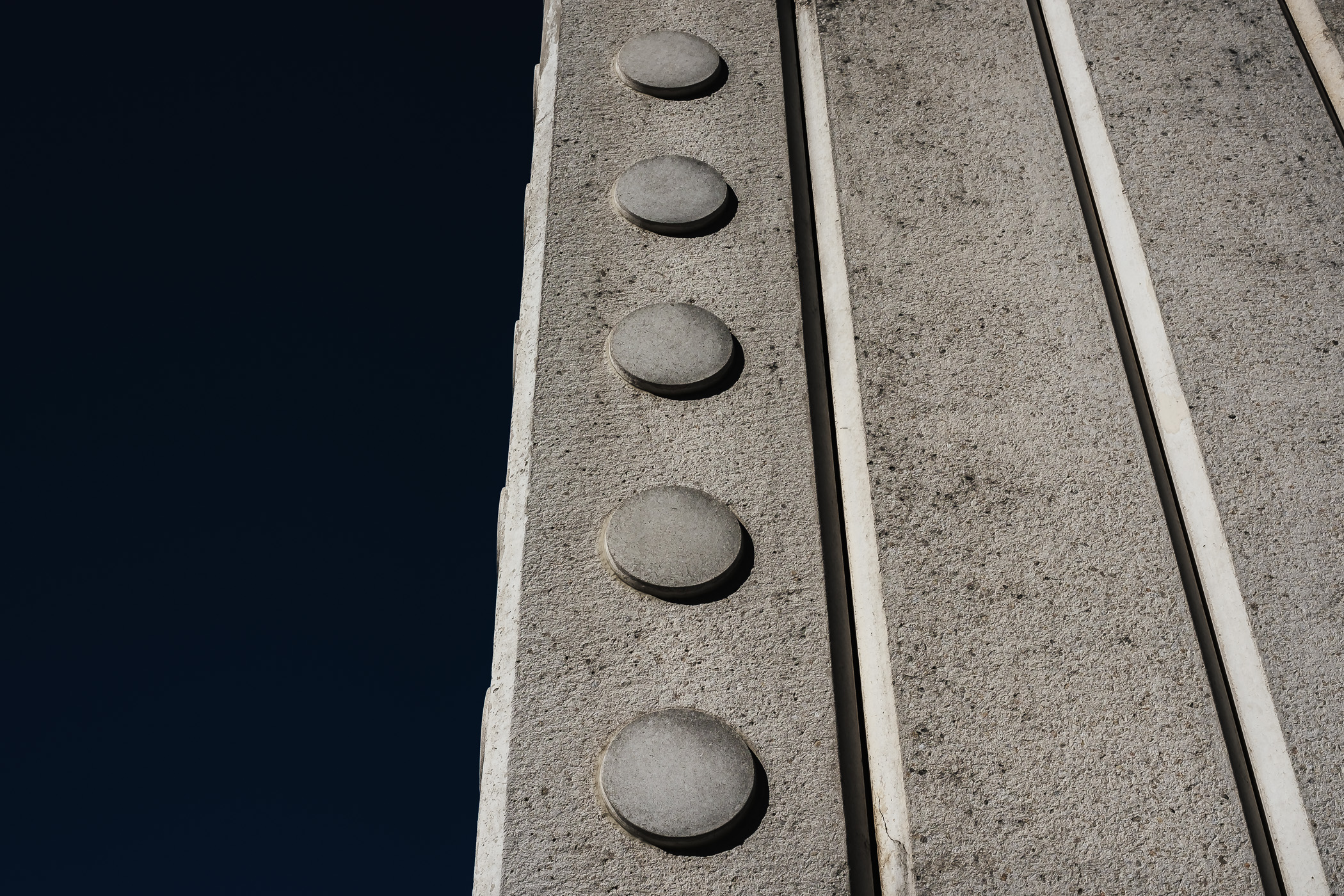 Abstract detail of Downtown Dallas' John F. Kennedy Memorial, a cenotaph designed by architect Philip Johnson.