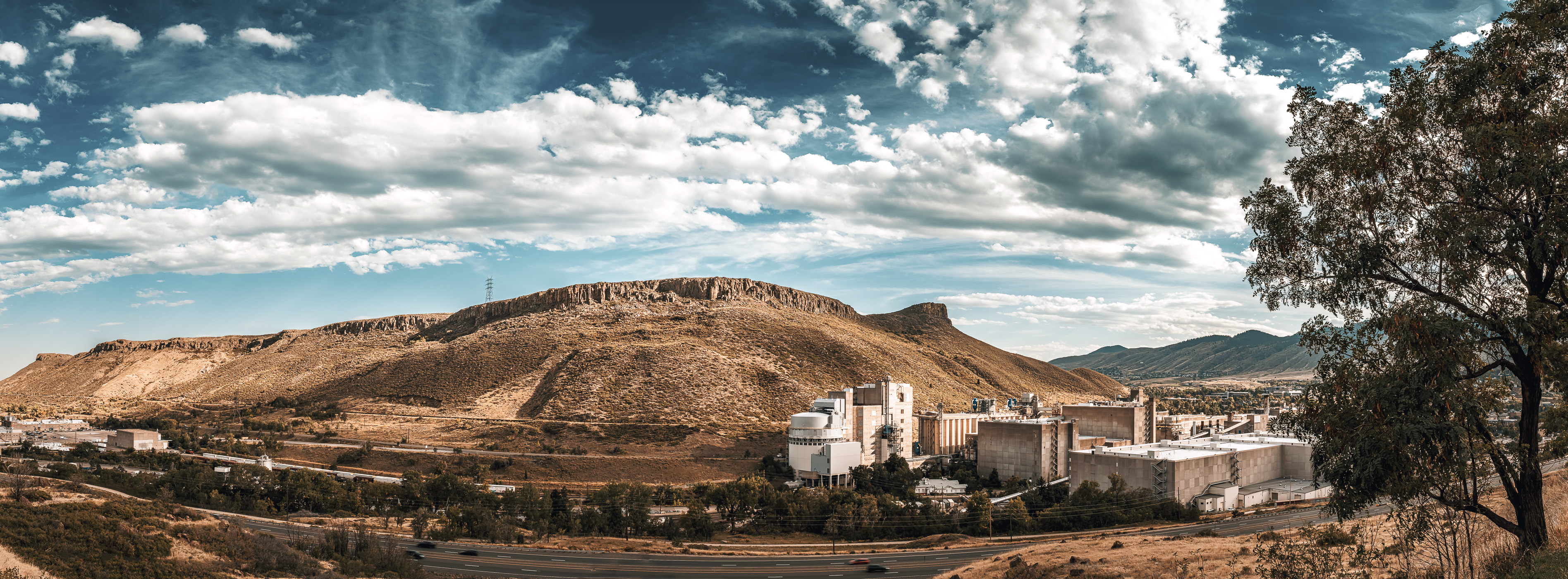 The sprawling Molson Coors Brewery at the foot of South Table Mountain, Golden, Colorado.