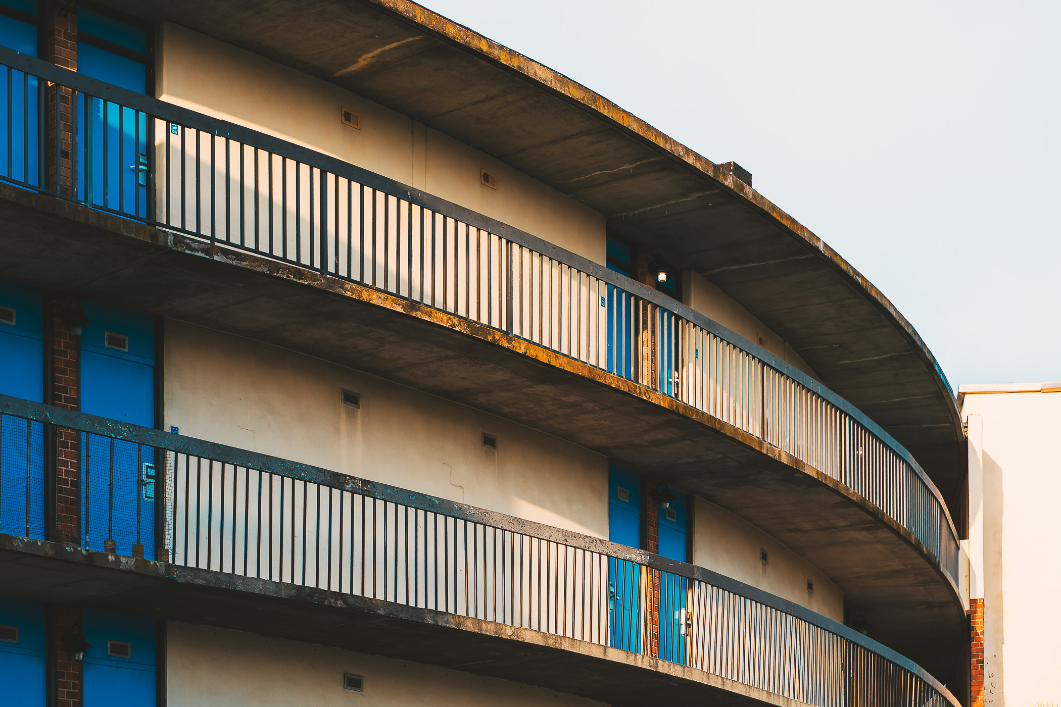 Abstract architectural detail of The Commodore on the Beach hotel in Galveston, Texas.
