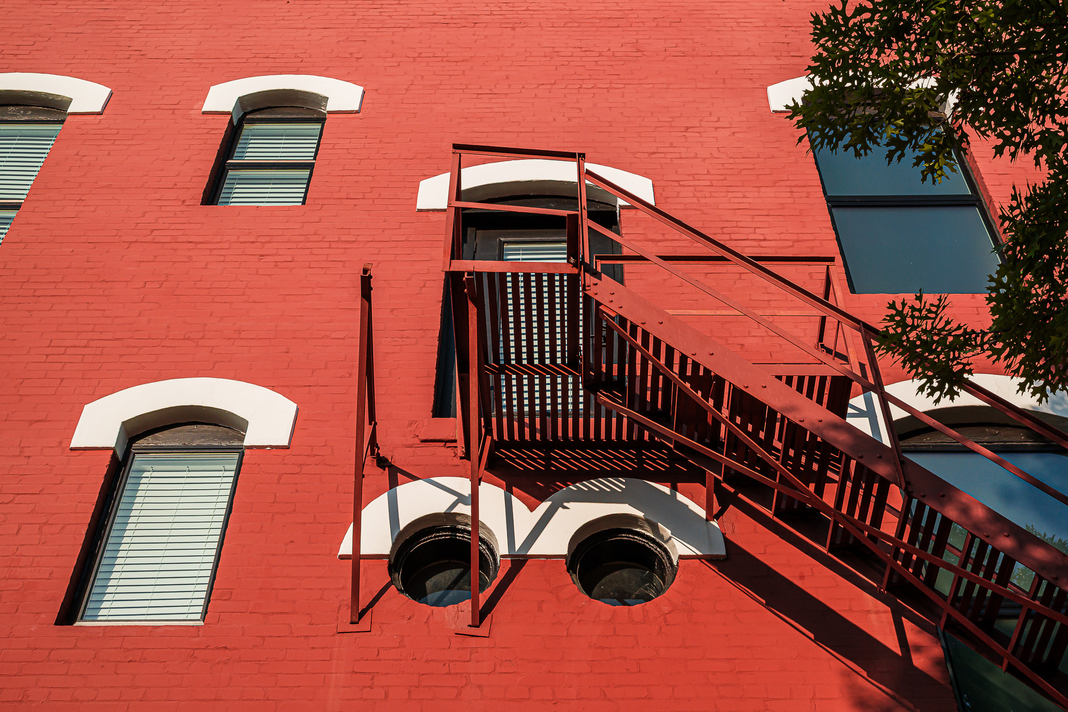 A fire escape on a building in Downtown McKinney, Texas.